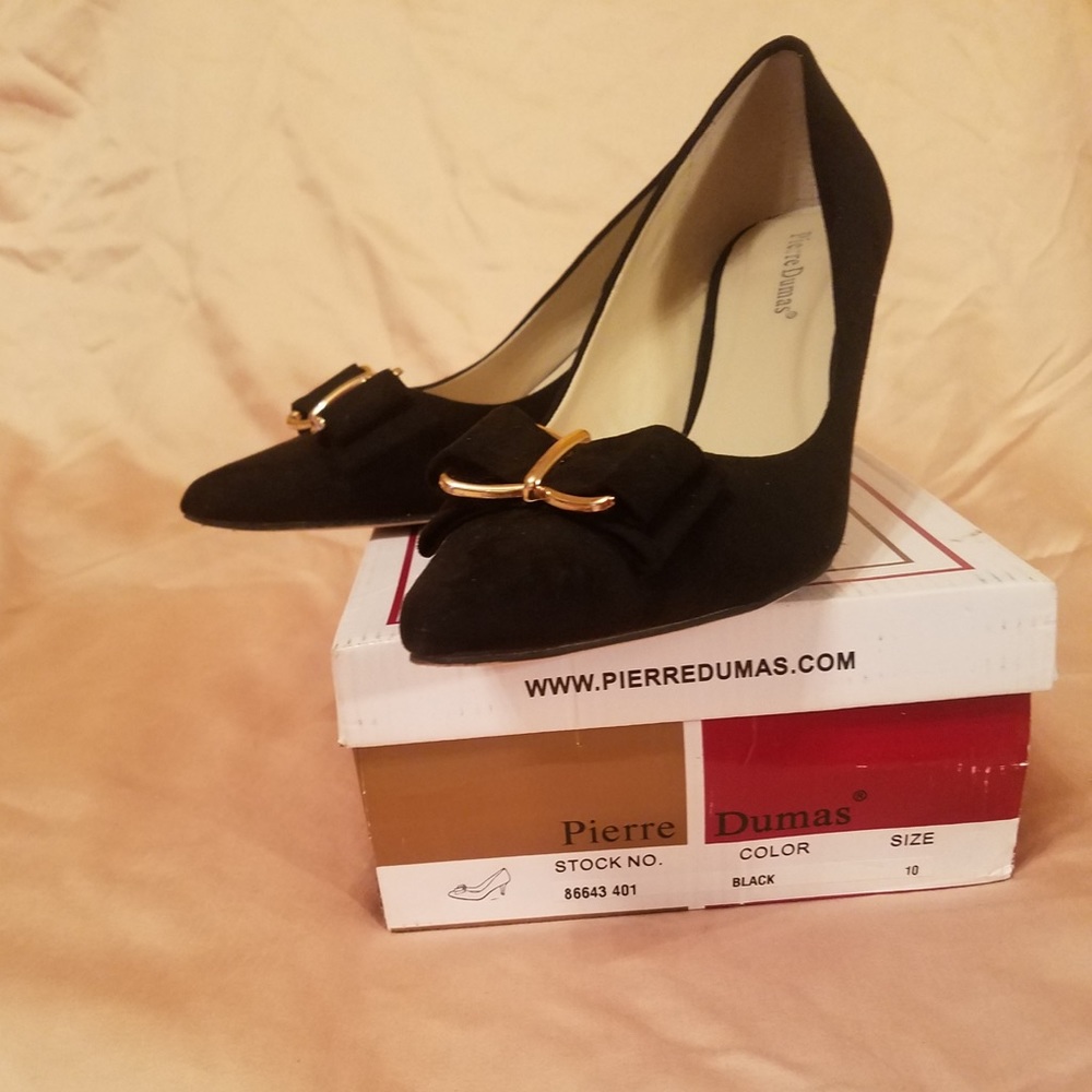 Pierre Dumas Suede Bow Tie Pumps